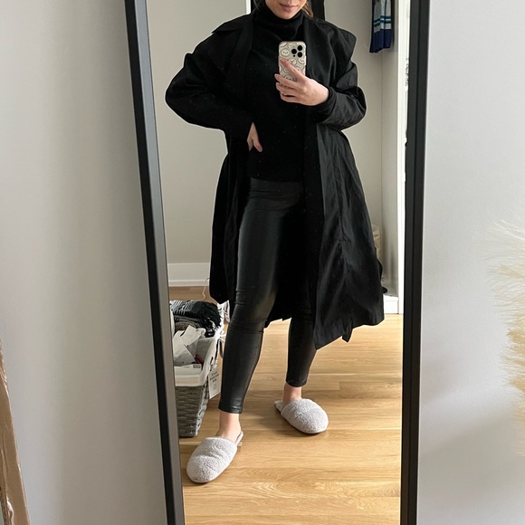 EUC ARITZIA WILFRED Requiem Trench Coat XXS Belted Black Water-Repellent Jacket - Picture 6 of 15